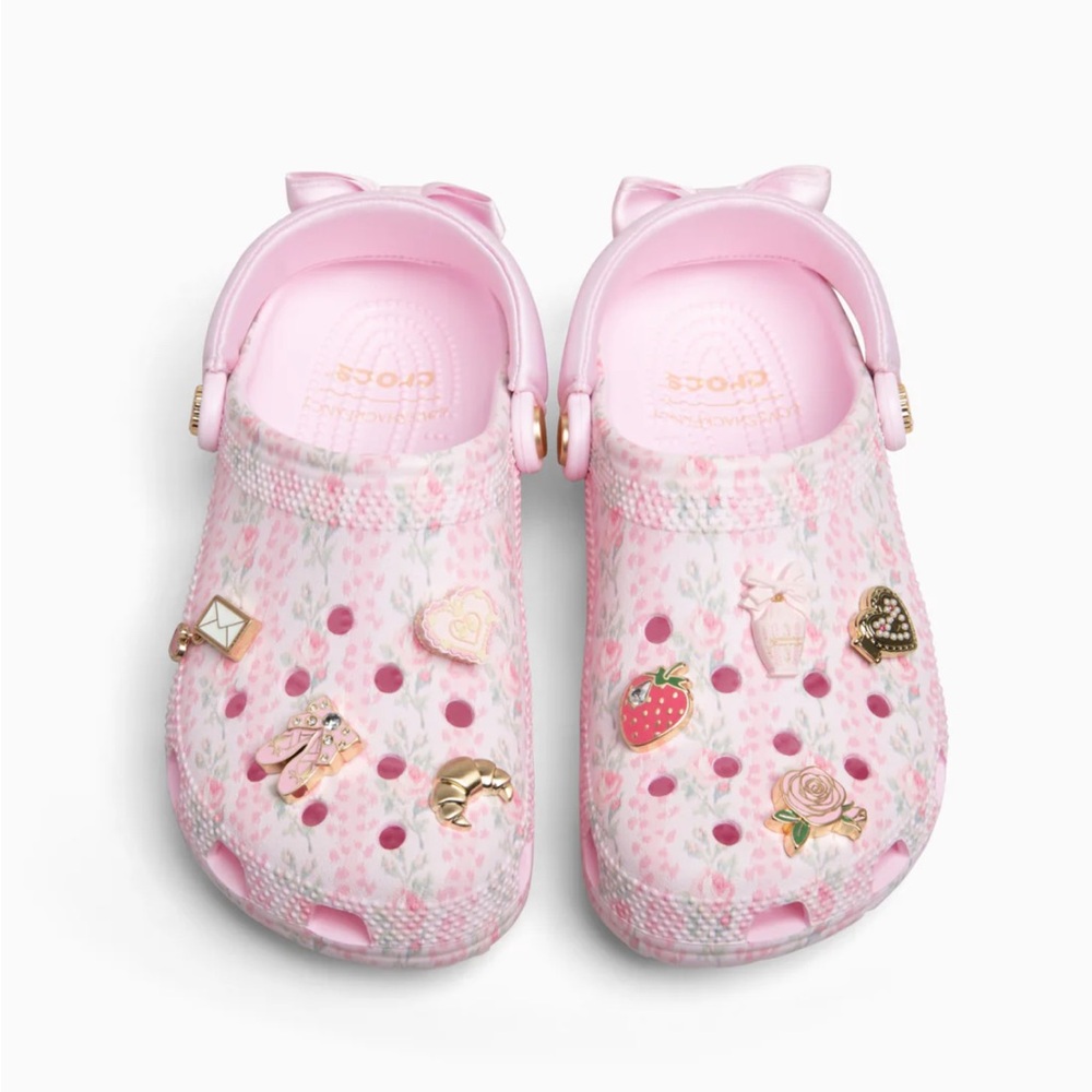 LoveShackFancy Pink Patterned Clogs with Charms N… - image 1
